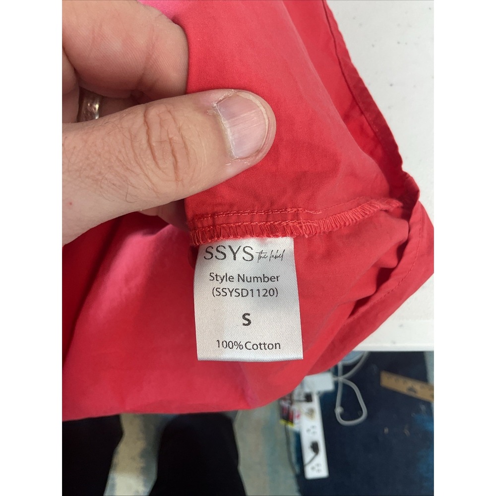 SSYS The Label Dress S  Orange Flutter Sleeve Boutique Poplin v neck mini Spring - Picture 5 of 8